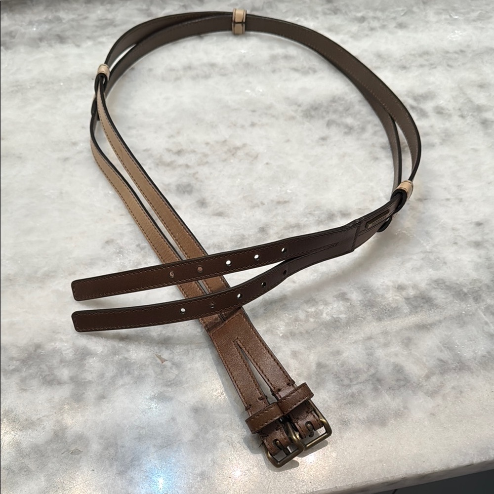 Burberry cross ombré brown tan belt